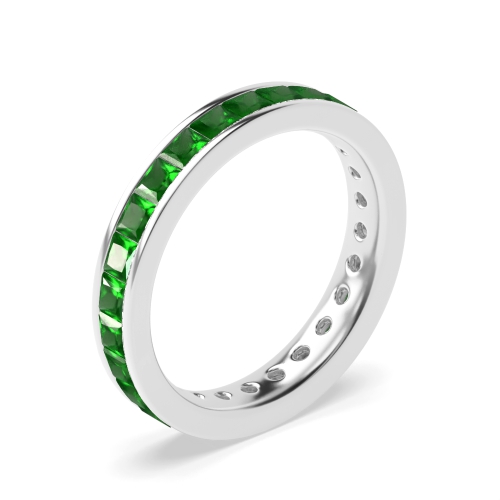 Channel Setting Princess Full Eternity Emerald Ring (Available in 2.5mm to 3.5mm)
