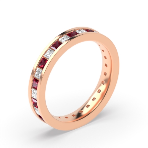 Channel Setting Princess Rose Gold And diamond Lab Grown Diamond Rings