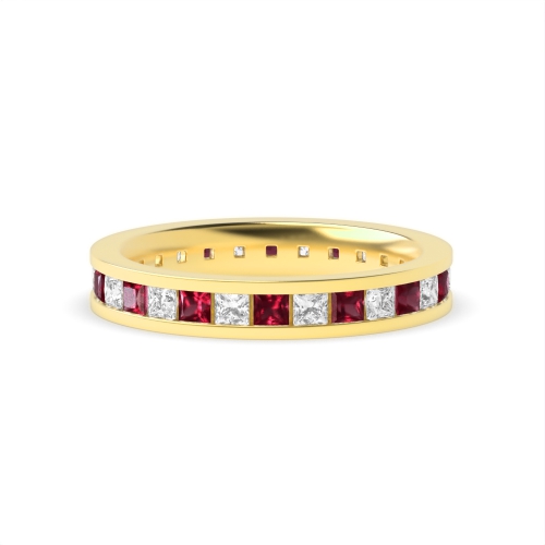Channel Setting Princess Yellow Gold And diamond Lab Grown Diamond Rings