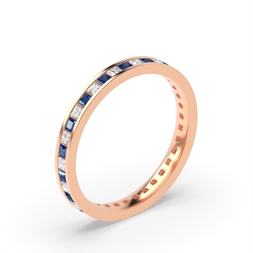 Channel Setting Princess Rose Gold And diamond Lab Grown Diamond Rings