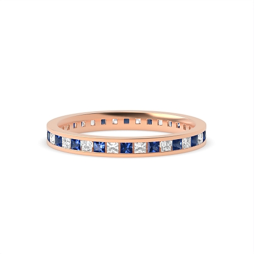 Channel Setting Princess Rose Gold And diamond Lab Grown Diamond Rings