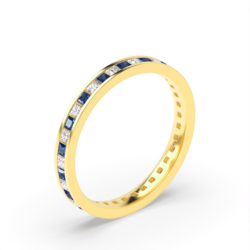 Channel Setting Princess Yellow Gold And diamond Lab Grown Diamond Rings