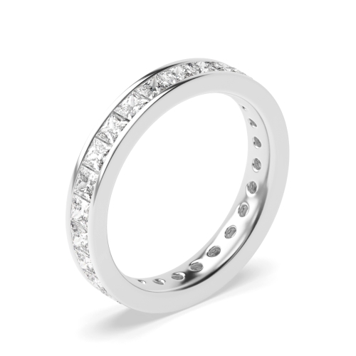 Channel Setting Princess White Gold Full Eternity Diamond Ring