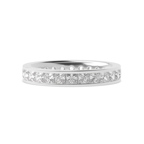Channel Setting Princess Silver Full Eternity Diamond Ring