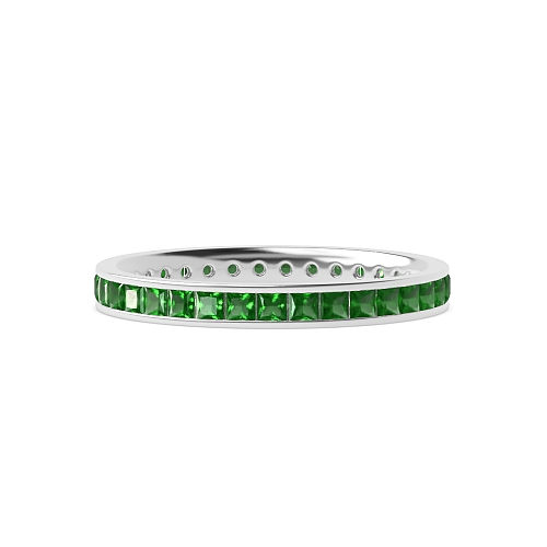 Channel Setting Princess Dandy Emerald Diamond Rings