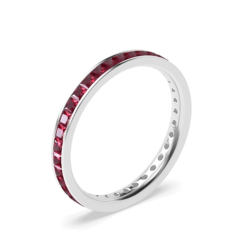Channel Setting Princess Dandy Ruby Diamond Rings
