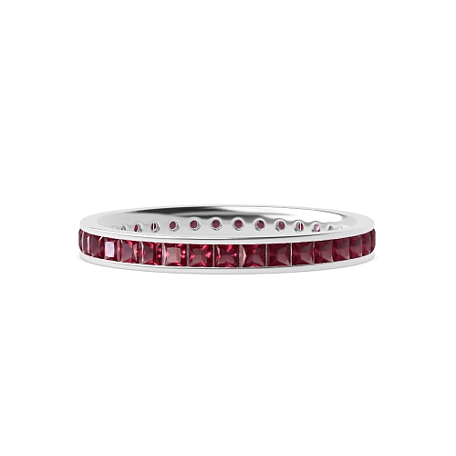 Channel Setting Princess Dandy Ruby Diamond Rings