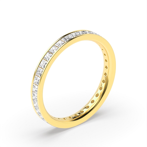 Channel Setting Princess Yellow Gold Dandy Diamond Rings