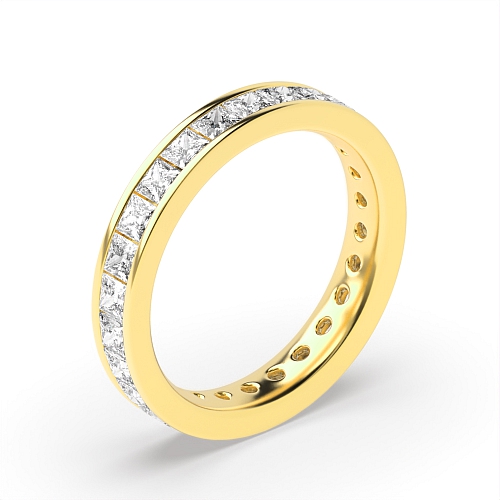 Channel Setting Princess Yellow Gold dandy Full Eternity Wedding Band