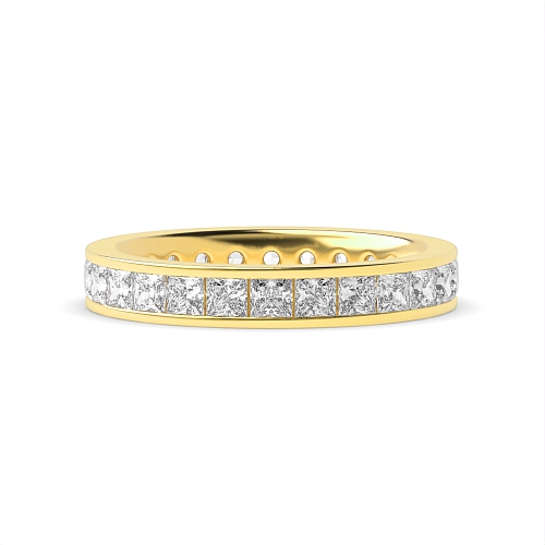 Channel Setting Princess Yellow Gold dandy Full Eternity Wedding Band