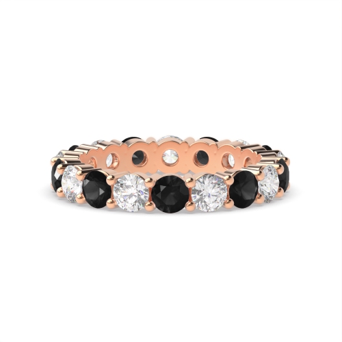 4 Prong Round Rose Gold Classic alternate white and Lab Grown Full Eternity Diamond Rings