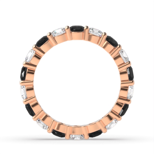 4 Prong Round Rose Gold Classic alternate white and Lab Grown Full Eternity Diamond Rings