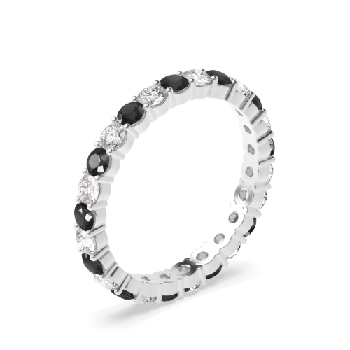 4 Prong Round Classic alternate white and Black Eternity Diamond Rings