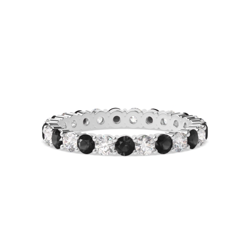 4 Prong Round Classic alternate white and Black Eternity Diamond Rings