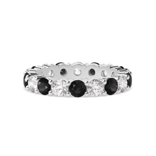 4 Prong Round White Gold Classic alternate white and Lab Grown Full Eternity Diamond Rings