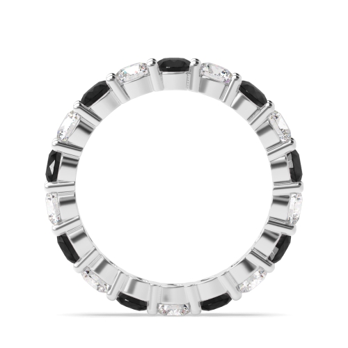 4 Prong Round White Gold Classic alternate white and Lab Grown Full Eternity Diamond Rings