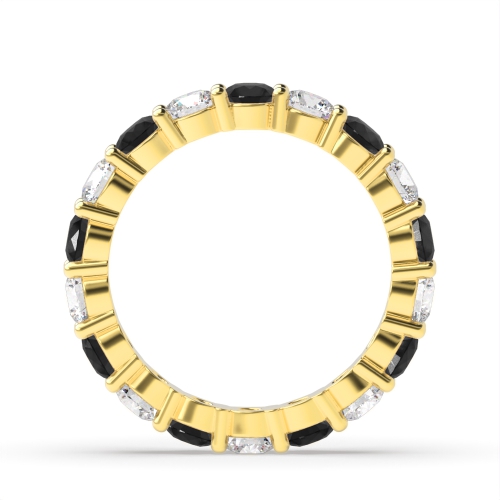 4 Prong Round Yellow Gold Classic alternate white and Lab Grown Diamond Rings