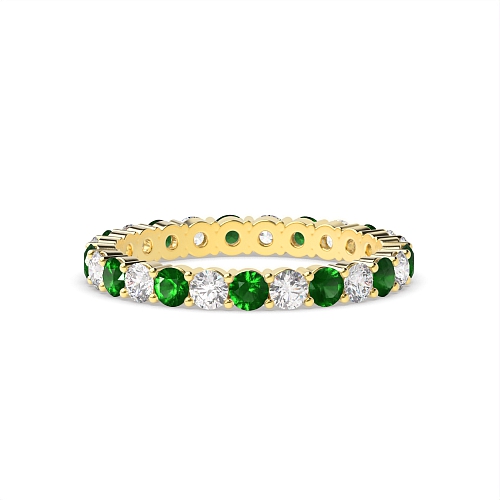 4 Prong Round Yellow Gold Classic alternate diamond and Lab Grown Diamond Rings