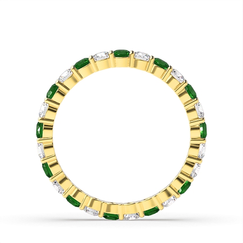 4 Prong Round Yellow Gold Classic alternate diamond and Lab Grown Diamond Rings
