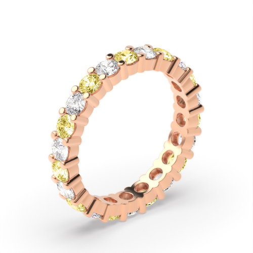 4 Prong Setting Round Shape Lab Created Gemstone And Diamond Full Eternity Ring