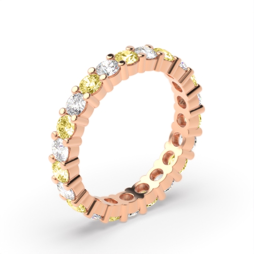 4 Prong Round Rose Gold Duet Circlet Eternity Diamond Rings