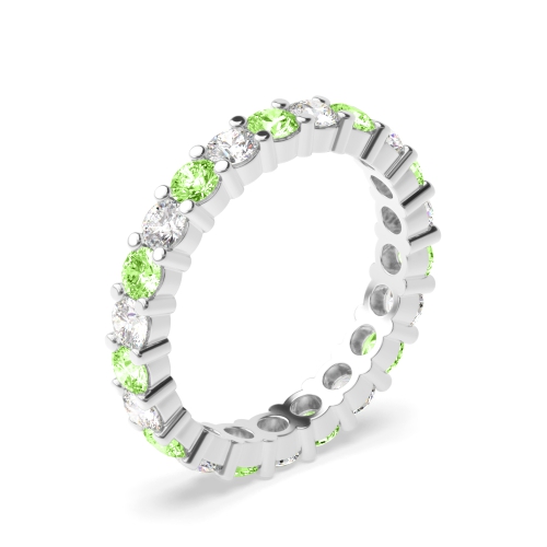 4 Prong Round Duet Circlet Green Lab Grown Diamond Rings