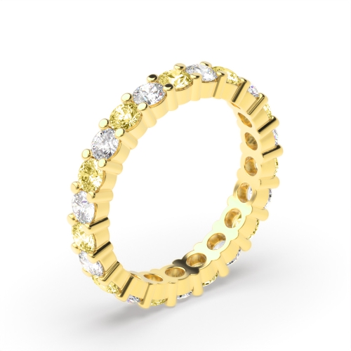 4 Prong Round Yellow Gold Duet Circlet Eternity Diamond Rings