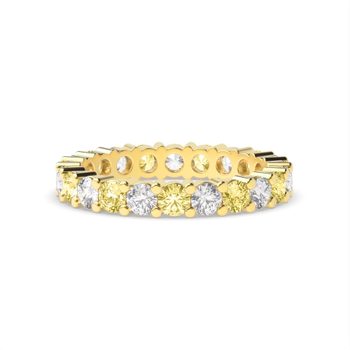 4 Prong Round Yellow Gold Duet Circlet Eternity Diamond Rings