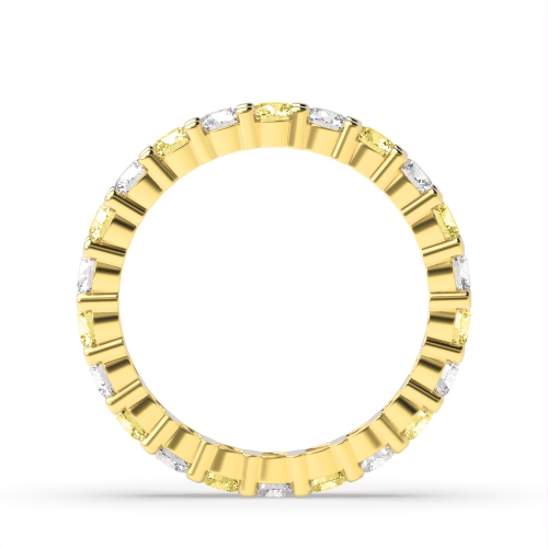 4 Prong Round Yellow Gold Duet Circlet Eternity Diamond Rings