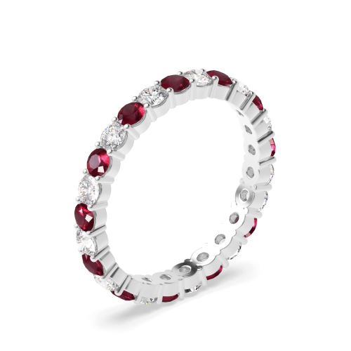 Prong Setting Full Eternity Diamond and Ruby Gemstone Rings (Available in 2.5mm to 3.5mm)