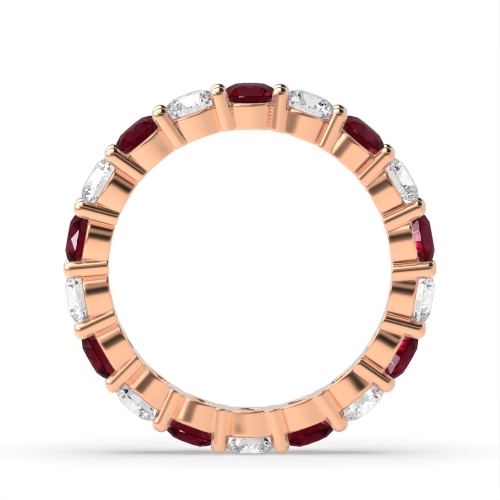 4 Prong Round Rose Gold Classic alternate diamond and Lab Grown Eternity Diamond Rings