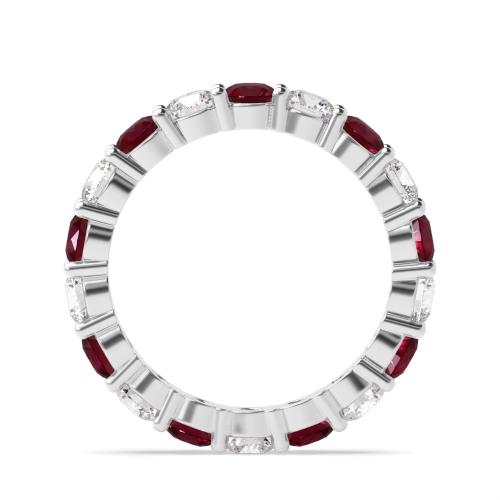 4 Prong Round White Gold Classic alternate diamond and Lab Grown Full Eternity Diamond Rings