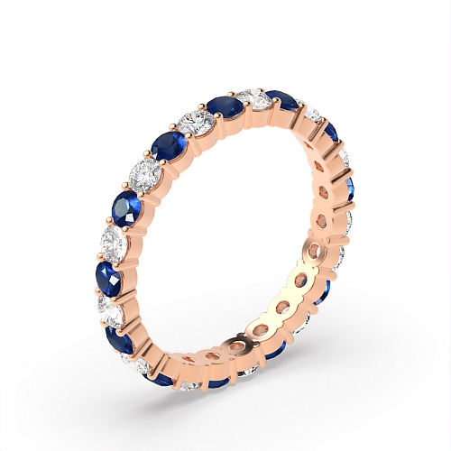 4 Prong Round Rose Gold Classic alternate diamond and Lab Grown Diamond Rings