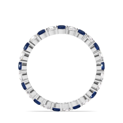 4 Prong Round Blue Sapphire Full Eternity Diamond Ring