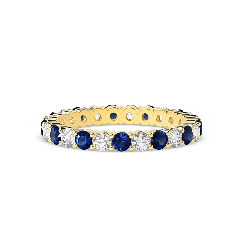4 Prong Round Yellow Gold Classic alternate diamond and Lab Grown Diamond Rings