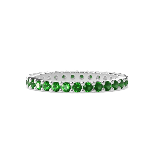 Round Emerald Full Eternity Diamond Ring