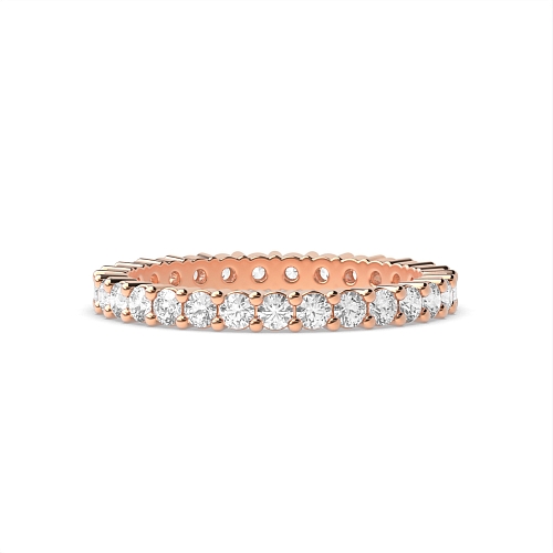 4 Prong Round Rose Gold Shared prongs Full Eternity Diamond Rings