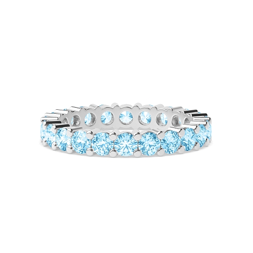 4 Prong Round Shared prongs Blue Lab Grown Diamond Rings