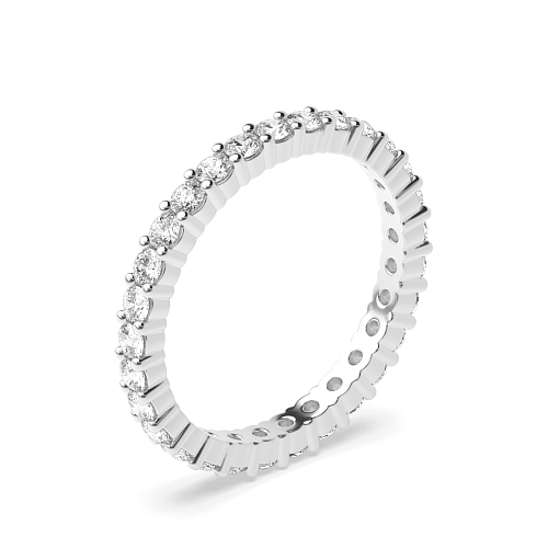 4 Prong Round Silver shared prongs Full Eternity Wedding Band