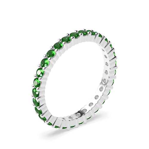 4 Prong Round Shared prongs Emerald Diamond Rings
