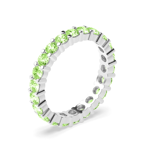 4 Prong Round Shared prongs Green Lab Grown Band Diamond Rings