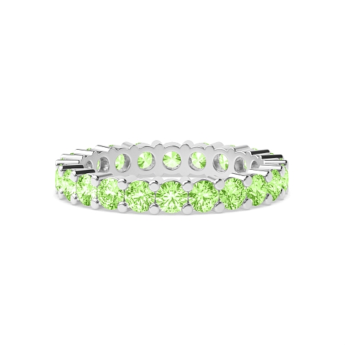4 Prong Round Shared prongs Green Lab Grown Band Diamond Rings
