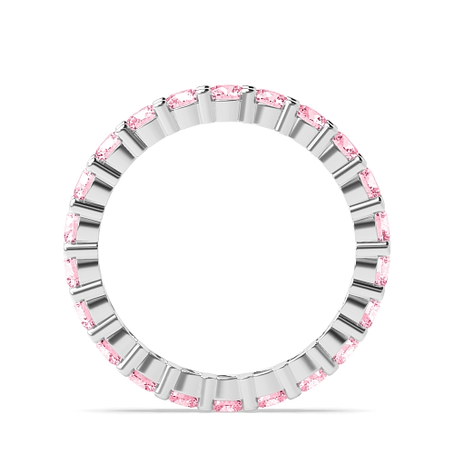 4 Prong Round Shared prongs Pink Lab Grown Band Diamond Rings