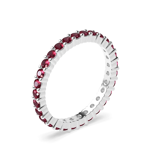 4 Prong Round Shared prongs Ruby Diamond Rings