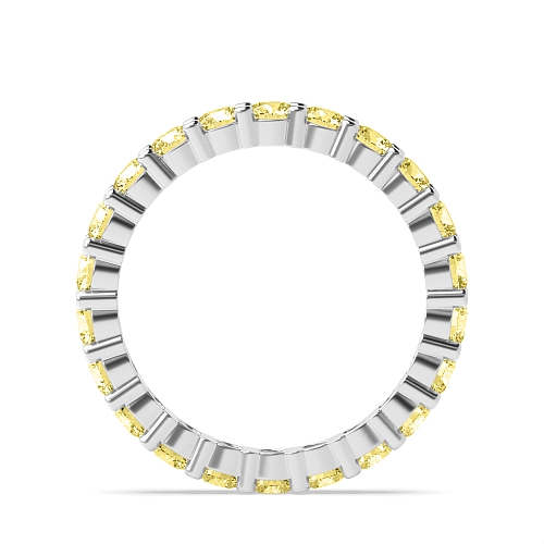 4 Prong Round Shared prongs Yellow Lab Grown Band Diamond Rings