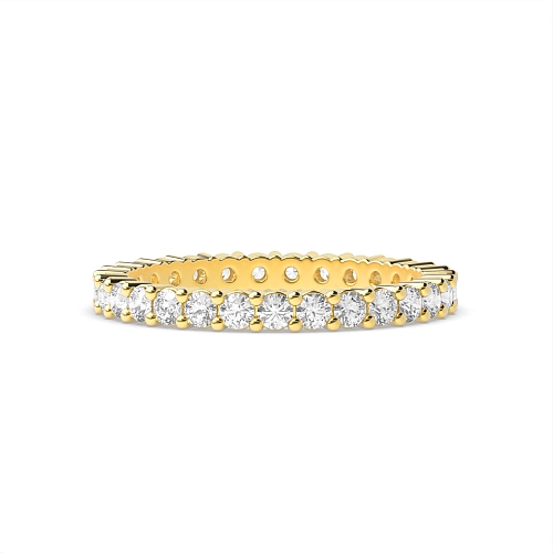 4 Prong Round Yellow Gold shared prongs Full Eternity Wedding Band