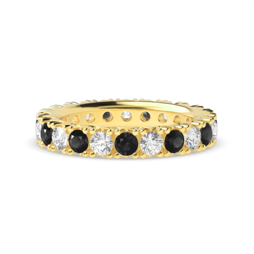4 Prong Round Yellow Gold Naturally Mined Full Eternity Diamond Ring
