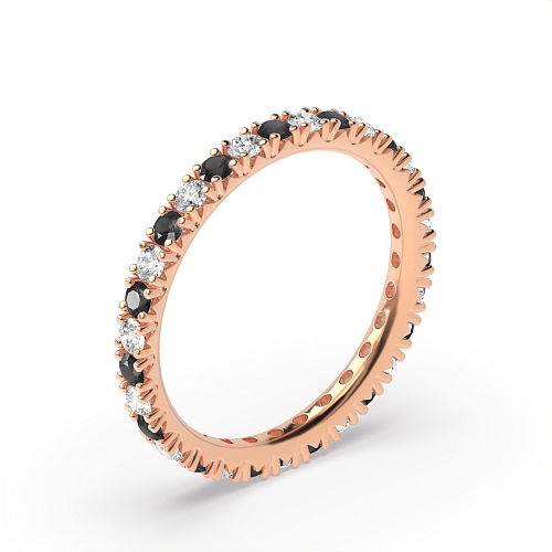 4 Prong Round Rose Gold Split alternate white and Lab Grown Full Eternity Diamond Rings
