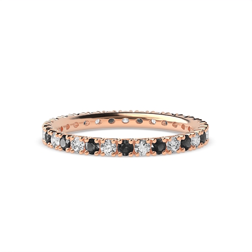 4 Prong Round Rose Gold Split alternate white and Lab Grown Full Eternity Diamond Rings