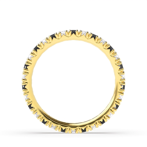 4 Prong Round Yellow Gold Split alternate white and Lab Grown Diamond Rings